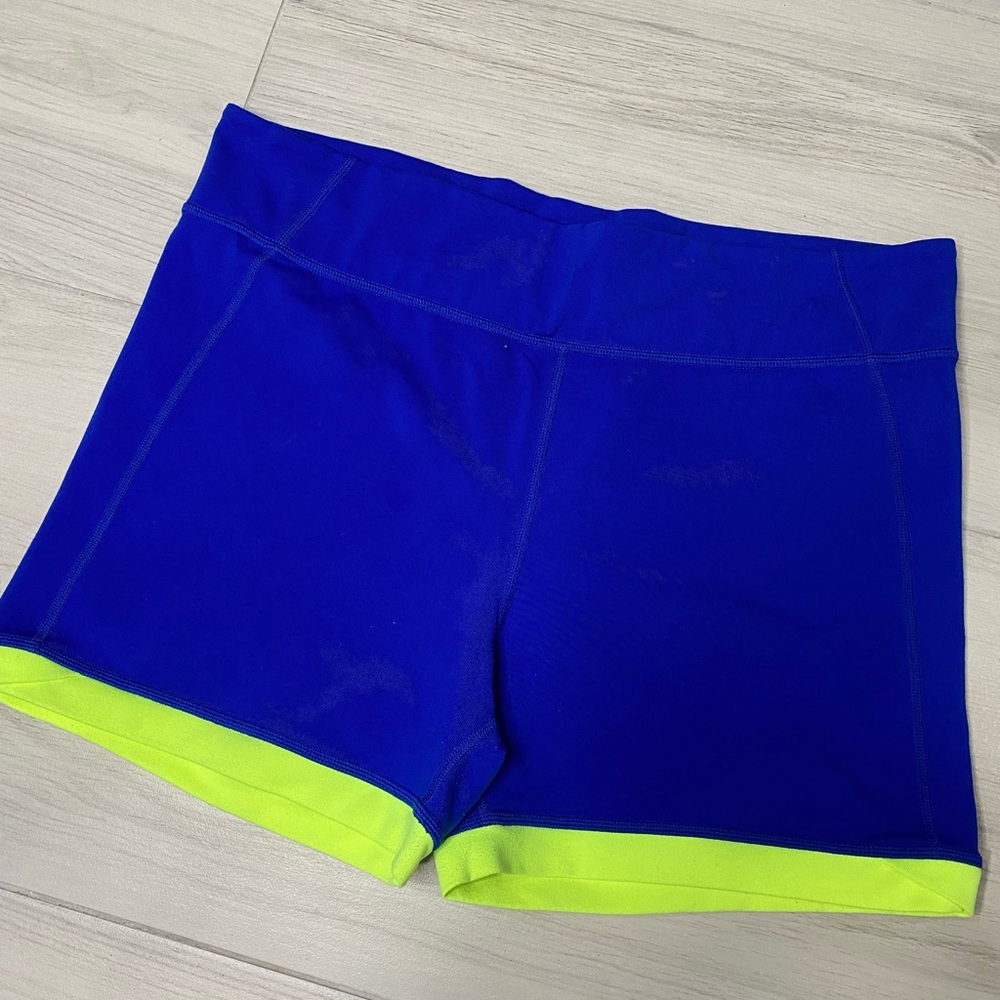 Calvin Klein Blue and Green Athletic Shorts with Elastic Waistband